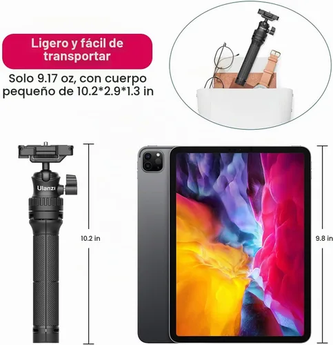 Vista 5 de ULANZI Trípode extensible todo en uno MT-34 con cabezal esférico ajustable 360°, compatible con iPhone 12 Pro Max/12 Mini/11 Pro Max/XR/X, teléfono