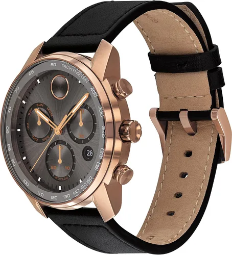 Vista 2 de Movado Bold Verso Swiss Qtz - Reloj casual de acero inoxidable y correa de cuero para hombre color negro modelo 3600739 Gris Reloj de cuarzo