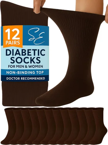 Vista 16 de Calcetines para diabéticos Special Essentials para hombres y mujeres – 12 pares de calcetines para neuropatía sin ataduras que absorben la humedad