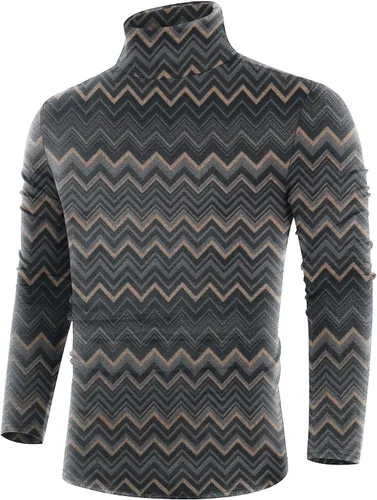 Vista 12 de Poriff - Suéter de cuello de tortuga térmico, de punto, liviano, casual, con corte entallado, para hombre Albaricoque