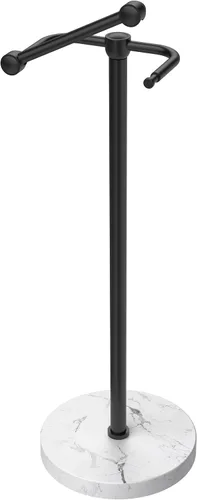 Vista 7 de RARXTR Soporte de papel higiénico negro y dorado SUS304 de acero inoxidable con doble poste pivotante, soporte de papel higiénico montado