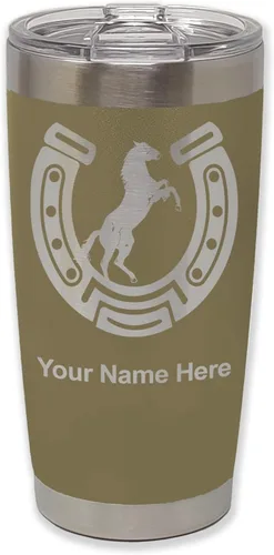 Vista 19 de LaserGram Vaso personalizado de 20 onzas, herradura con caballo (negro)