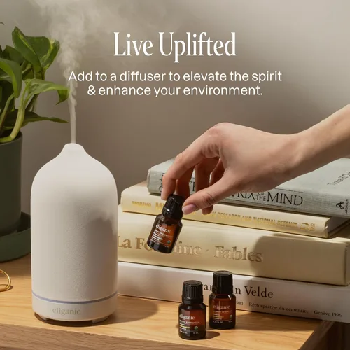 Vista 5 de Cliganic Aceite esencial de albahaca orgánica, 100% puro y natural para aromaterapia Con verificación sin OMG