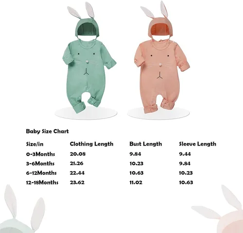 Vista 7 de WENSIVIA Mameluco de Pascua para bebés recién nacidos y niñas con sombrero de conejo