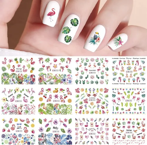 Vista 14 de TBRZTR 12 hojas de calcomanías de uñas para el día de San Valentín, diseño de torre de amor, diseño de paraguas, calcomanías de transferencia