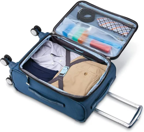 Vista 4 de Samsonite Solyte DLX Softside - Equipaje extensible con ruedas giratorias, azul (Mediterranean Blue)), 123568-0559