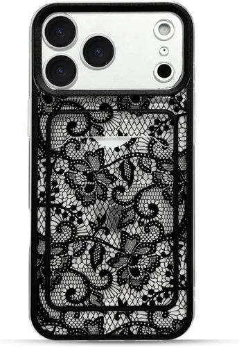 Vista 13 de NITITOP Funda para iPhone 13 transparente linda flor de encaje - flor negra negro (Black Bloom)