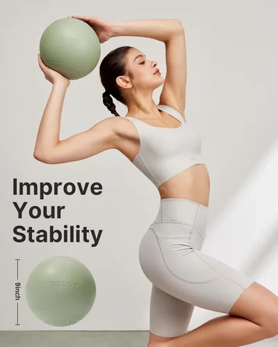 Vista 3 de YOTTOY Pelota de ejercicio pequeña, pelota de pilates de 9 pulgadas con tecnología antiestallido para estabilidad, ideal para yoga, pilates, terapia