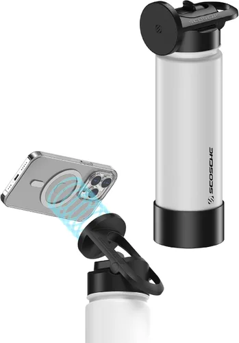 Vista 13 de Scosche MFMS22 MagicMount Flask - Botella de agua de acero inoxidable de 22 onzas con soporte de montaje MagSafe para teléfono, frasco aislado 12H