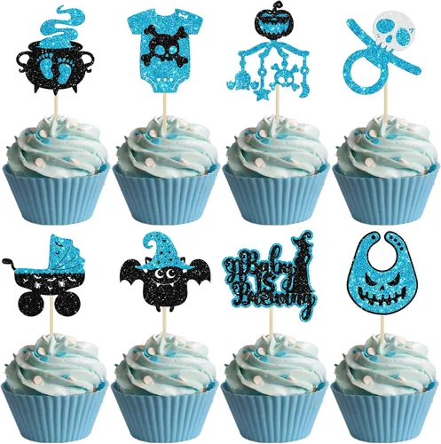 Vista 34 de Gyufise 24 piezas de decoración de cupcakes de película de terror con purpurina para teléfono con purpurina para teléfono sin que cuelgues asesino