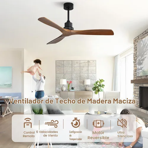 Vista 3 de Sofucor - Ventilador de techo moderno sin luces y con control remoto, de 52 pulgadas, con 3 aspas y motor CC reversible y silencioso