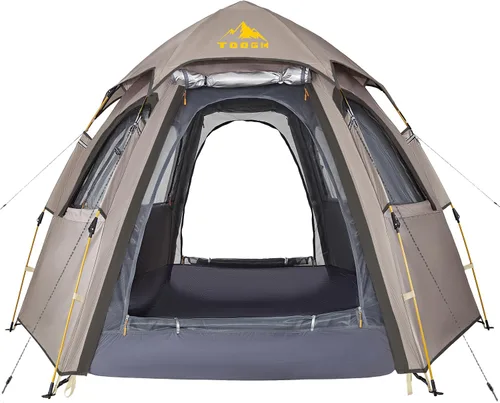 Vista 10 de Tienda de campaña Toogh con configuración instantánea, tienda impermeable para 2/3 personas, fácil y rápida de montar en 60 segundos con toldo
