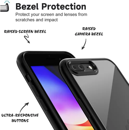 Vista 4 de LoeoeL para iPhone 8 Plus/ 7 Plus Funda Transparente, Funda Híbrida de Teléfono [Plástico Duro y Parachoques de Silicona Suave] Cubierta Protectora