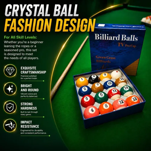 Vista 5 de HMQQ Billiard Balls Set 2-1/4" Regulation Size Pool Table Balls for Replacement (16 Resin Balls)