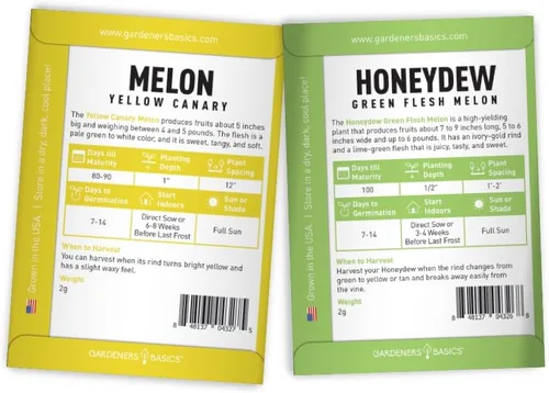 Vista 3 de Gardeners Basics, semillas de melón para plantar en el jardín de casa, paquetes de 5 variedades - Hales Best Cantaloupe, Crimson Sweet Watermelon