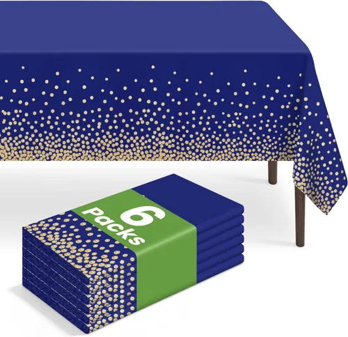Vista 43 de Paquete de 2 manteles rectangulares desechables color negro, manteles de plástico negro para fiestas, 54 x 108 pulgadas, mantel de campamento