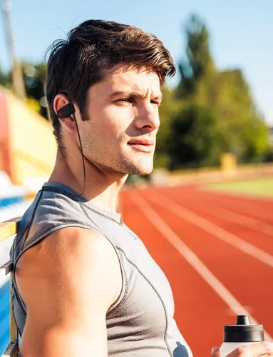 Vista 6 de Auriculares Bluetooth, auriculares inalámbricos IPX7 impermeables deportivos con micrófono HD estéreo a prueba de sudor, auriculares intraurales