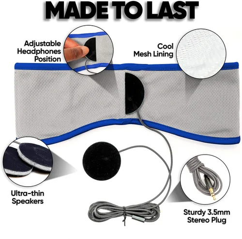 Vista 3 de CozyPhones auriculares para dormir y bolsa de viaje, forro de malla Lycra Cool y altavoces ultra delgados. Perfecto para dormir, hacer deportes