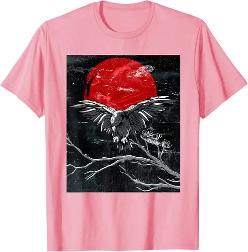 Vista 95 de Red Moon Raven - Camiseta japonesa de cuervo negro, Negro, S