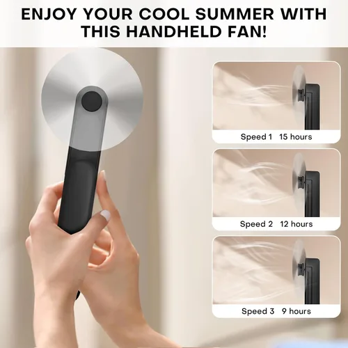 Vista 4 de Ventilador Portátil Mini de Mano, Ventilador Personal Pequeño Recargable con Diseño de Banco de Energía de Bolsillo para Viajes/Regalos