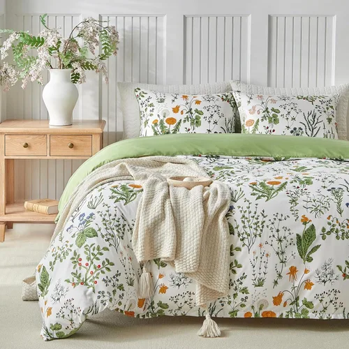 Vista 43 de Lekesky Funda de edredón reversible tamaño Queen, juego de funda de edredón tamaño Queen de 3 piezas, juego de ropa de cama de microfibra verde