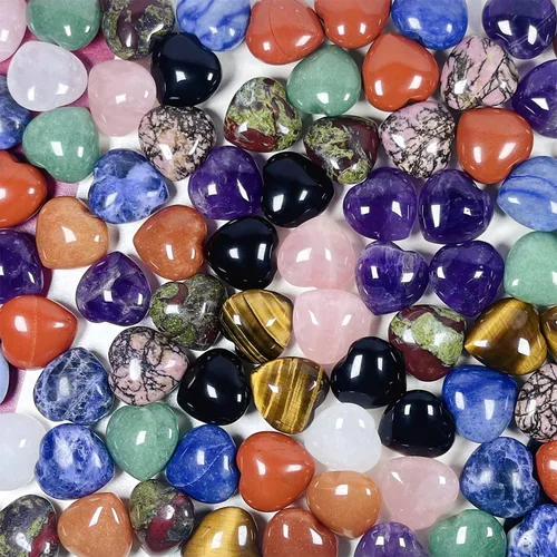 Vista 3 de 10 unidades de corazones de cristal de sodalita natural de 1 pulgada tallados a granel, piedras preciosas pulidas para preocupaciones en el bolsillo