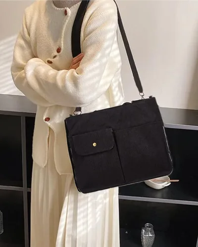 Vista 4 de Bolso de mano de pana para mujer, bolso de mano, bolso universitario, bolsa de viaje, bolsa cruzada, bolsa de mensajero, bolso de mano 2023