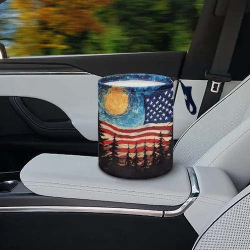 Vista 4 de American Flag Foldable Car Trash Can Small Hanging Car Garbage Can Car Trash Bag Wastebasket Garbage Storage Organizer Trash Bin