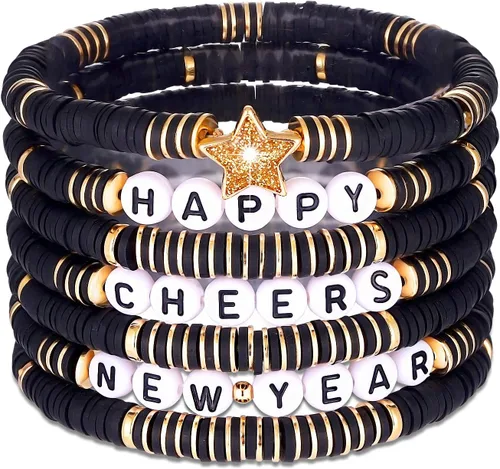 Vista 306 de Surfer Heishi - Pulseras apilables para mujer, apilables, de vinilo arcoíris, disco de arcilla, pulseras elásticas para la amistad, joyería bohemia