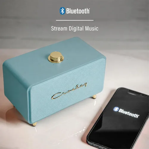 Vista 4 de Crosley CR3049A-AB Stanza - Altavoz Bluetooth portátil, color azul Azul aguamarina