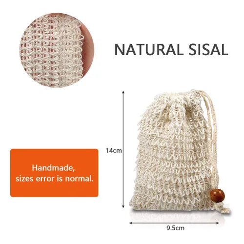Vista 2 de BUYGOO Paquete de 20 bolsas exfoliantes de jabón, ahorrador de jabón natural, hecha a mano, bolsa de jabón de malla de sisal, bolsa de jabón