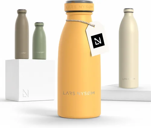 Vista 79 de LARS NYSØM Botella de agua aislada de acero inoxidable de 12 onzas, 17 onzas, 25 onzas, 34 onzas, 51 onzas, frasco térmico aislado para bebidas