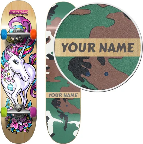 Vista 4 de Monopatín personalizado SkateXS para principiantes de unicornio para niñas