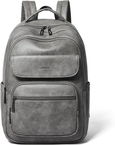 Vista 8 de Leresas Mochila de 37L para mujeres y hombres, bolsa de profesor, mochila de viaje de trabajo, mochila de cuero vegano para computadora portátil