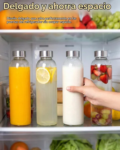 Vista 6 de Zukro - Botellas de jugo de vidrio de 24 onzas, tapa de acero inoxidable a