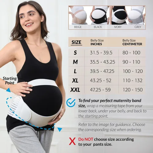 Vista 2 de NeoTech Care Cinturón de maternidad para embarazo, soporte para espalda, abdomen, cintura, pelvis (talla L, color marfil)