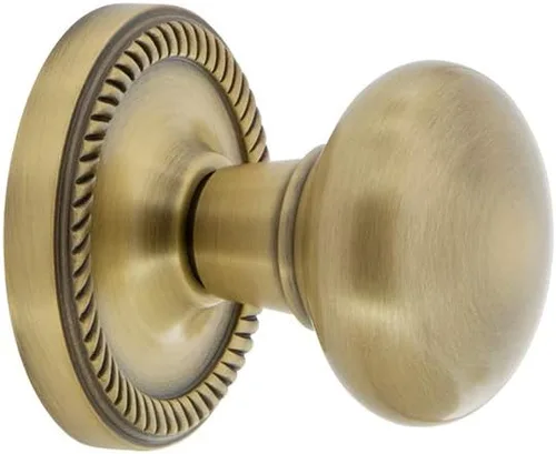 Vista 2 de Nostalgic Roseta de cuerda de almacén con pomo New York, Mortaja - 2.25", latón antiguo