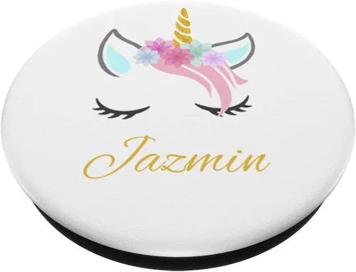 Vista 2 de Jazmin Pop Socket personalizado nombre unicornio regalo de cumpleaños – PopSockets agarre y soporte para teléfonos y tabletas