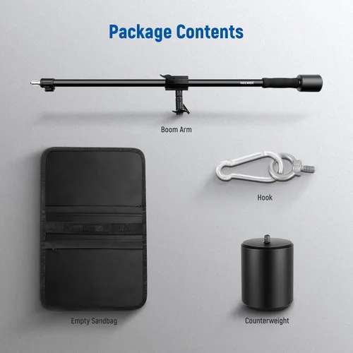 Vista 8 de NEEWER Brazo de trípode, de 35" a 61" (90 a 156cm) con contrapeso de 1.5kg y bolsa de arena, rosca de 1/4" compatible con caja de luz, luz