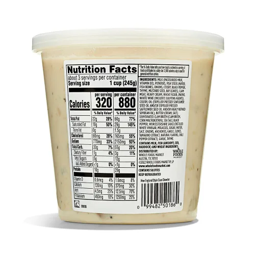 Vista 2 de Whole Foods Market, sopa de almejas de Nueva Inglaterra, 24 onzas