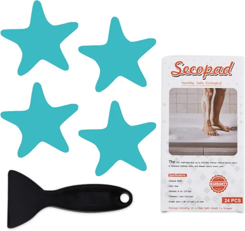Vista 11 de Secopad Calcomanías antideslizantes para ducha, 24 calcomanías adhesivas de seguridad para bañera con raspador premium (negro)
