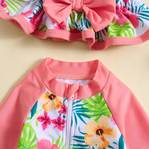 Vista 69 de Traje de baño de una pieza con cremallera de manga larga para bebé niña con gorro