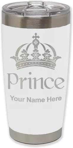 Vista 31 de LaserGram Vaso aislado al vacío de 20 onzas, Prince Crown, grabado personalizado incluido (negro)