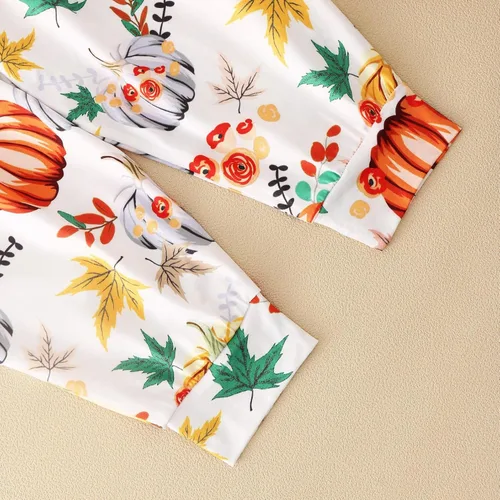 Vista 6 de Mameluco sin mangas para Halloween para niños y niñas pequeñas, lindo traje de harén con gráficos de calabaza, con bolsillos, 1-6 años
