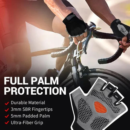 Vista 4 de WULI Guantes de ciclismo de medio dedo para hombres y mujeres, guantes de fitness para ciclismo, transpirabilidad, equipo de yoga antideslizante
