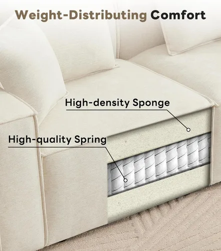 Vista 3 de WILLOVE Juego de sofá modular modular, sofá nube de felpilla con reposabrazos anchos y 8 almohadas, sofás de asiento profundo para sala de estar, 4