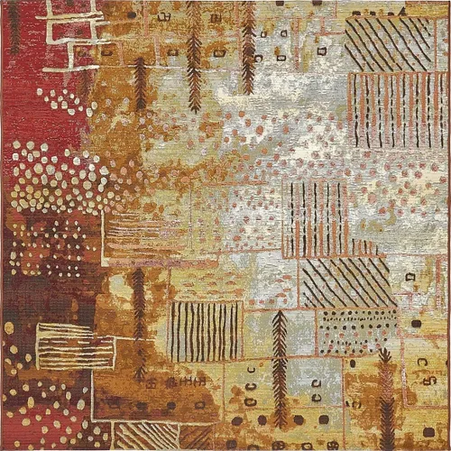 Vista 13 de Unique Loom - Alfombra colección de círculos abstractos, de transición para interiores y exteriores, beige, Polipropileno, Multi/oliva
