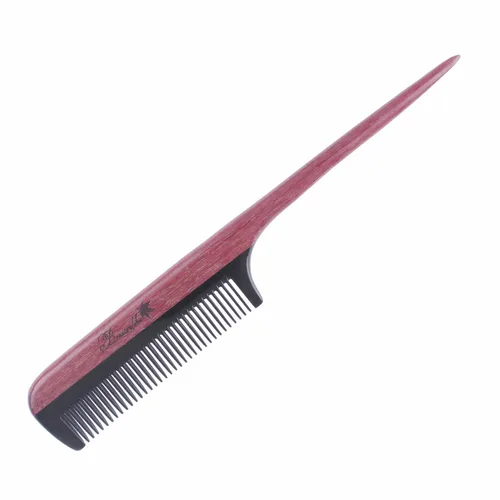 Vista 4 de Breezelike Peines para el cabello – Peine de cola de madera de dientes finos – Peine de madera de corazón morado sin estática con dientes de cuerno