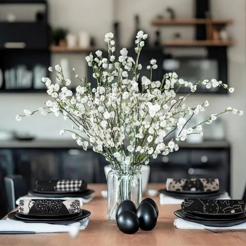 Vista 5 de Preboun 6 toallas de cocina con huevos de Pascua, toallas de mano retro con diseño de conejo, color negro y blanco a cuadros, paño decorativo
