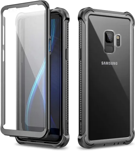 Vista 9 de Dexnor Funda compatible con Samsung Galaxy S9 con protector de pantalla, marco galvanizado, cubierta trasera transparente, resistente 360, cuerpo